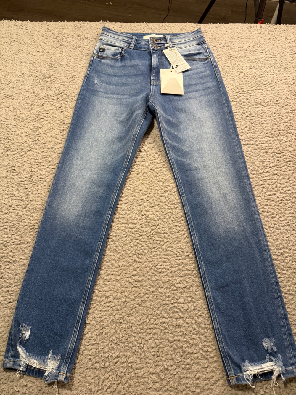 KanCan Light Blue Distressed Straight Leg Jeans